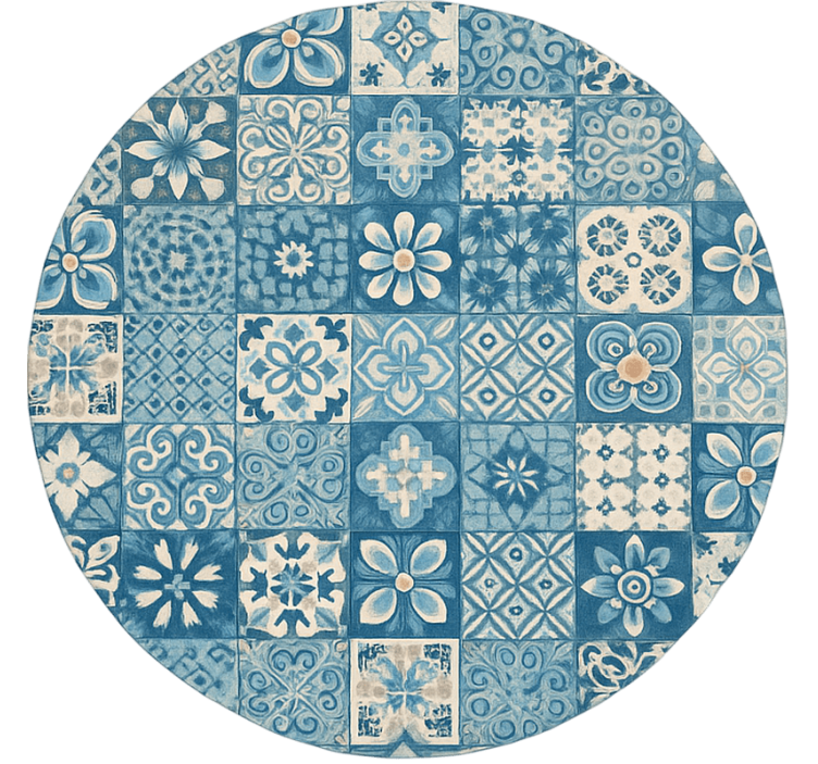 Blue roller blind with circular mosaic design - TenStickers