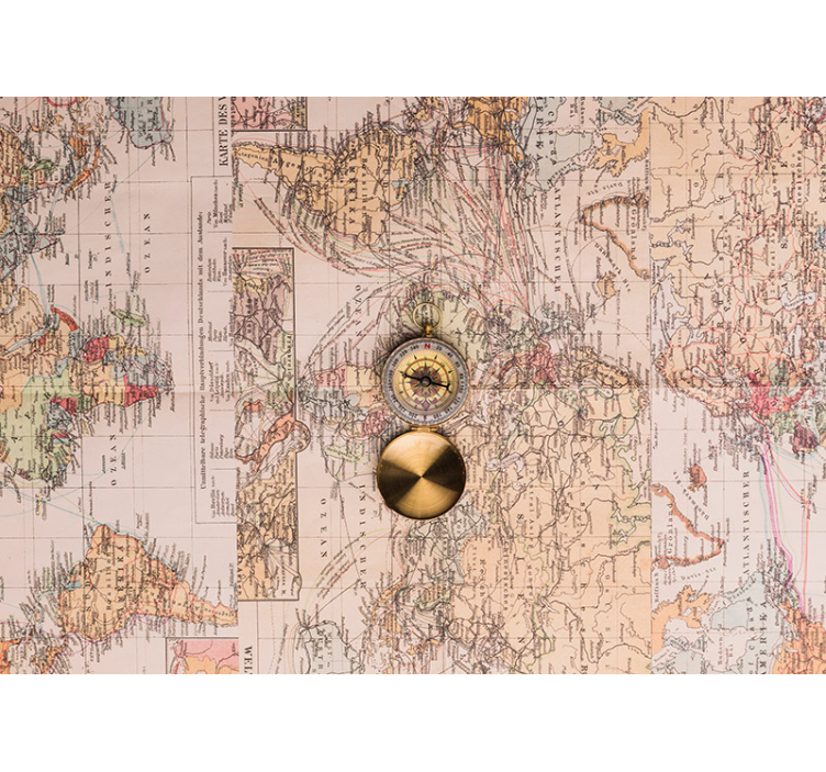 Living room roller blind vintage world map - TenStickers