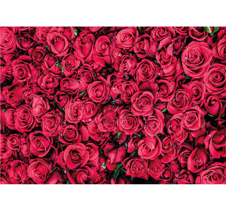 Living room roller blind with red flowers design - TenStickers
