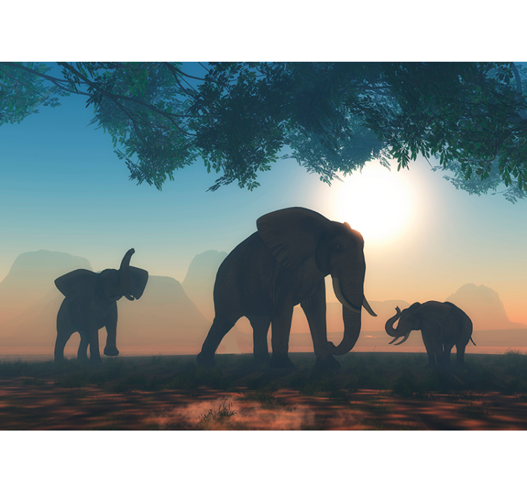 Living room roller blind wild elephant - TenStickers