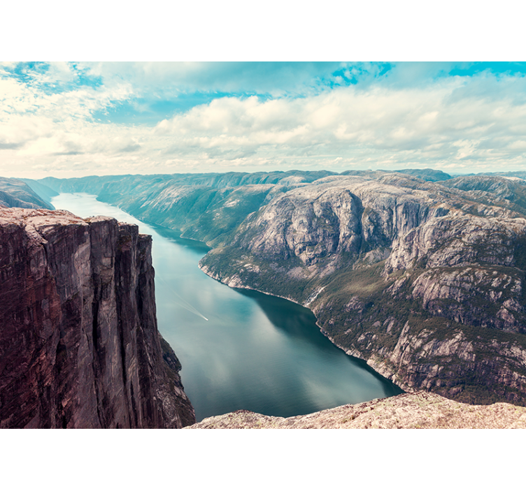 Living room roller blind norwegian fjords design - TenStickers