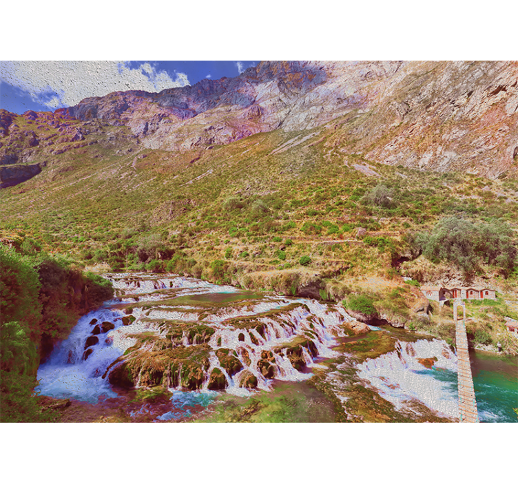 Living room roller blind huancaya waterfalls - TenStickers