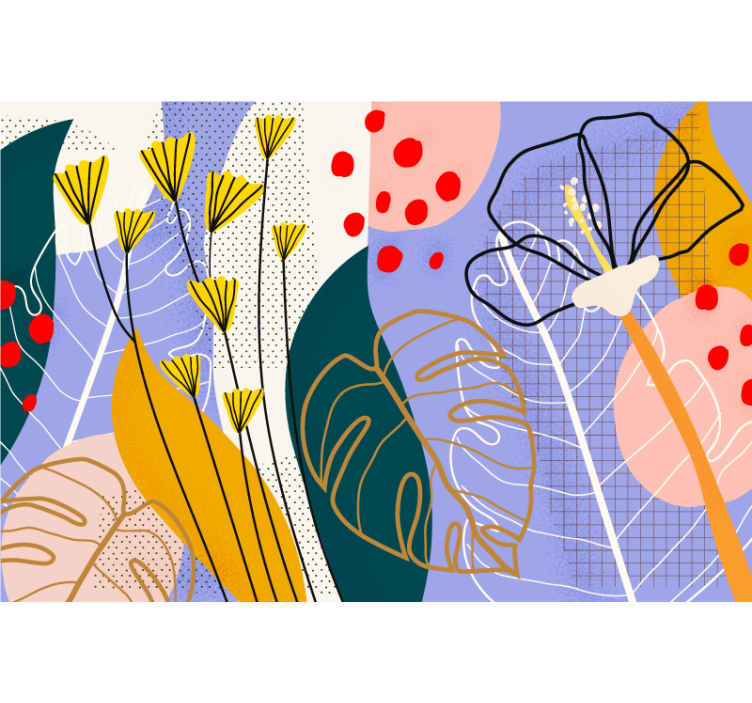 Living room roller blind colorful flower abstract - TenStickers