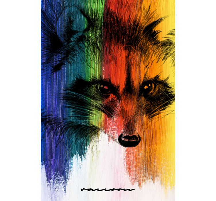Living room roller blind rainbow raccoon - TenStickers
