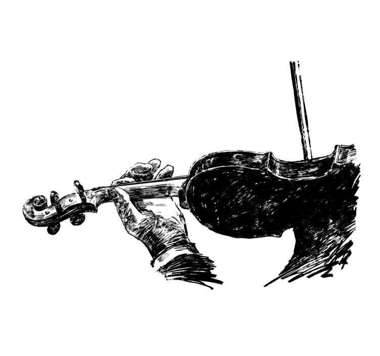 Living room roller blind hand drawn violinist - TenStickers