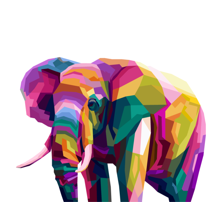 Living room roller blind with multicolor elephant - TenStickers