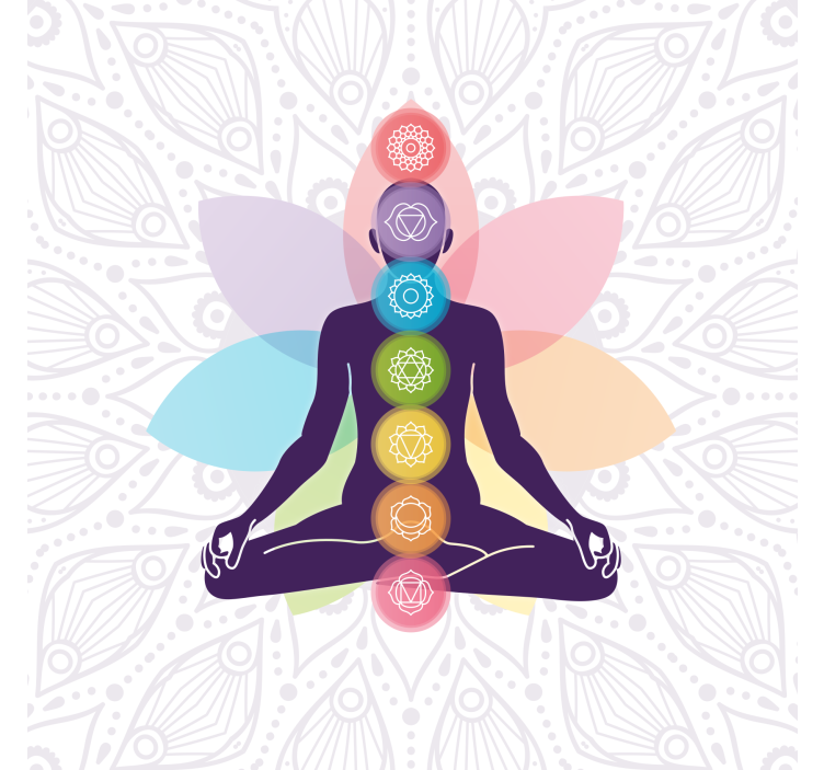 Living room roller blind seven chakra symbols - TenStickers