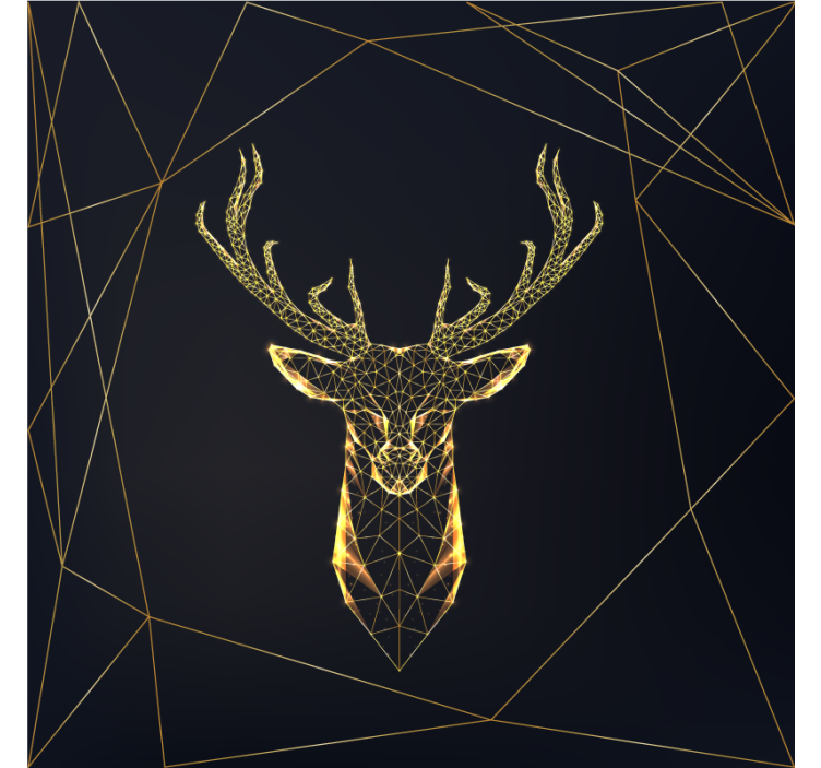 Living room roller blind geometric stag in gold - TenStickers