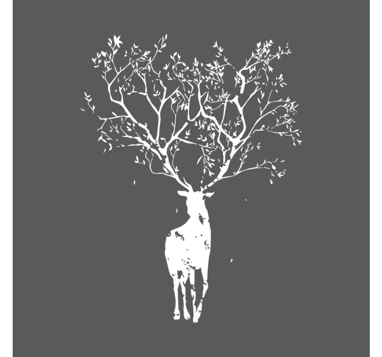 Living room roller blind tree stag design - TenStickers