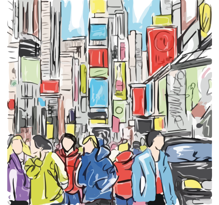 Living room roller blind new york modern people - TenStickers