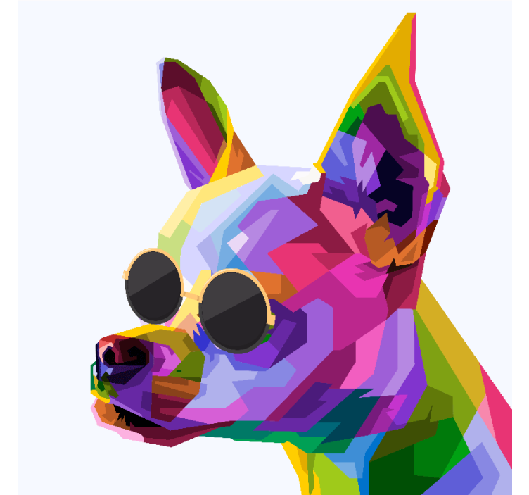 Living room roller blind multicolor chihuahua with glasses - TenStickers