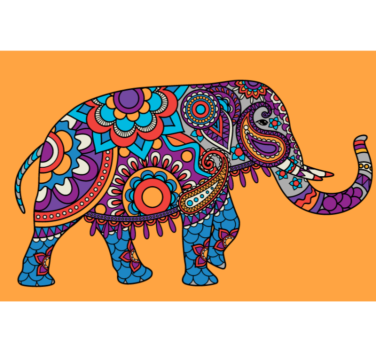 Living room roller blind multicolor walking elephants - TenStickers