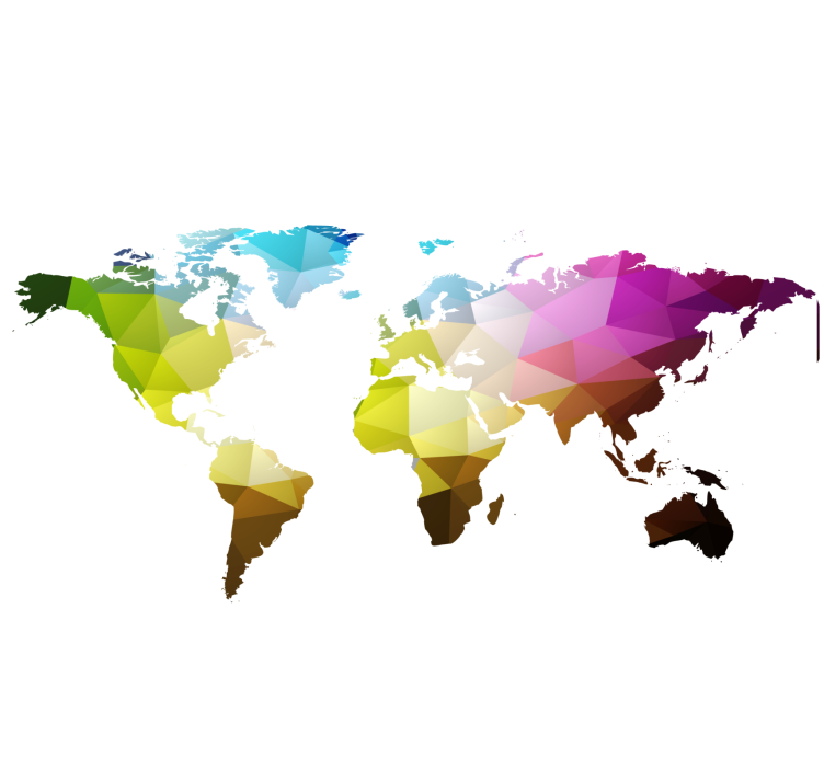 Living room roller blind triangle world map - TenStickers
