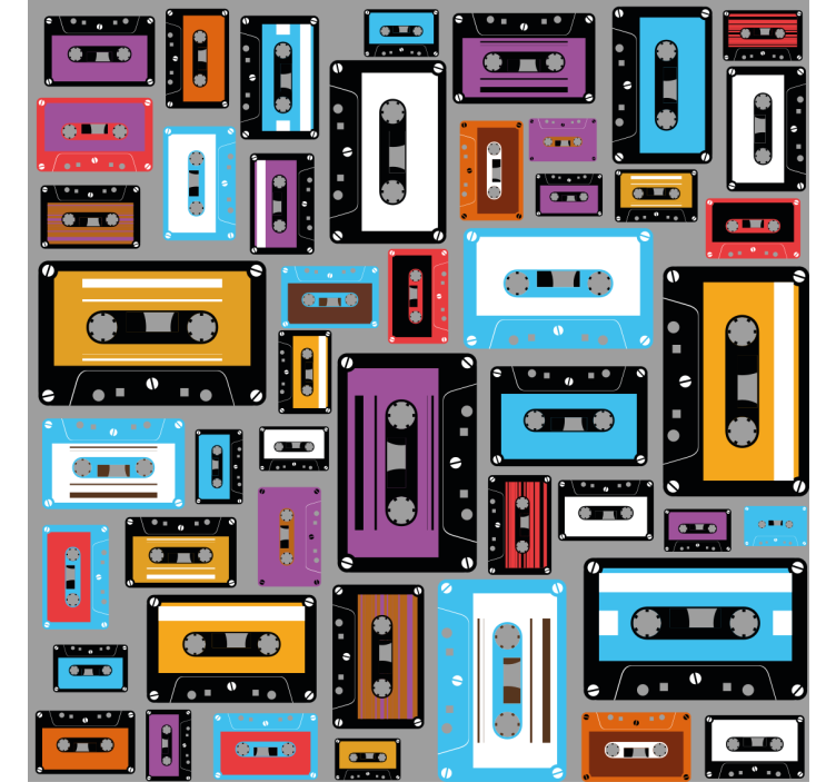 Living room roller blind retro 80s cassette design - TenStickers