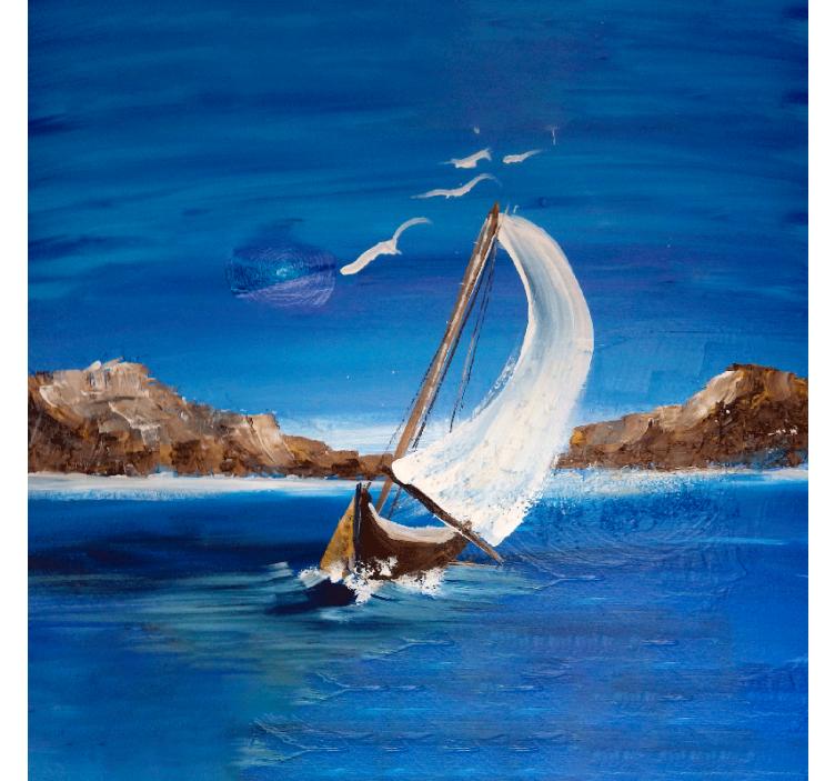 Living room roller blind canvas sailboats - TenStickers