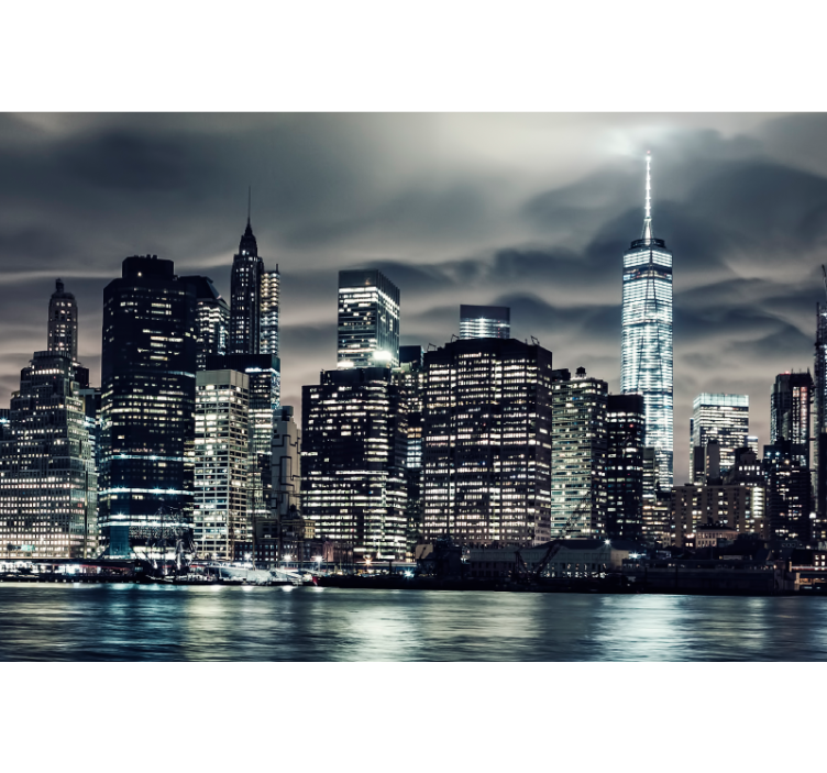Living room roller blind new york at night - TenStickers
