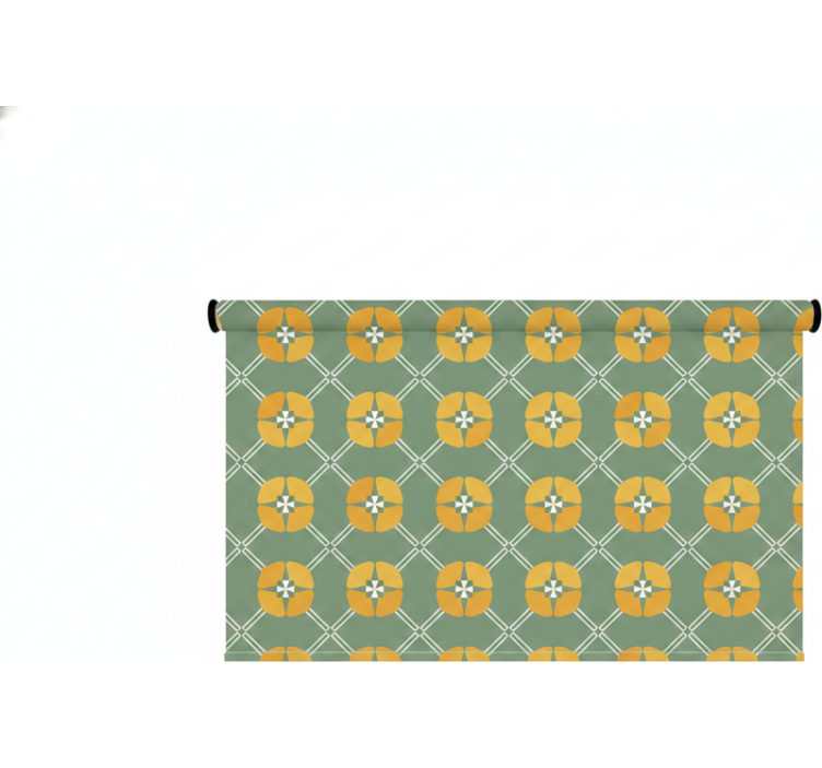 Green roller blind with vintage green floral design - TenStickers