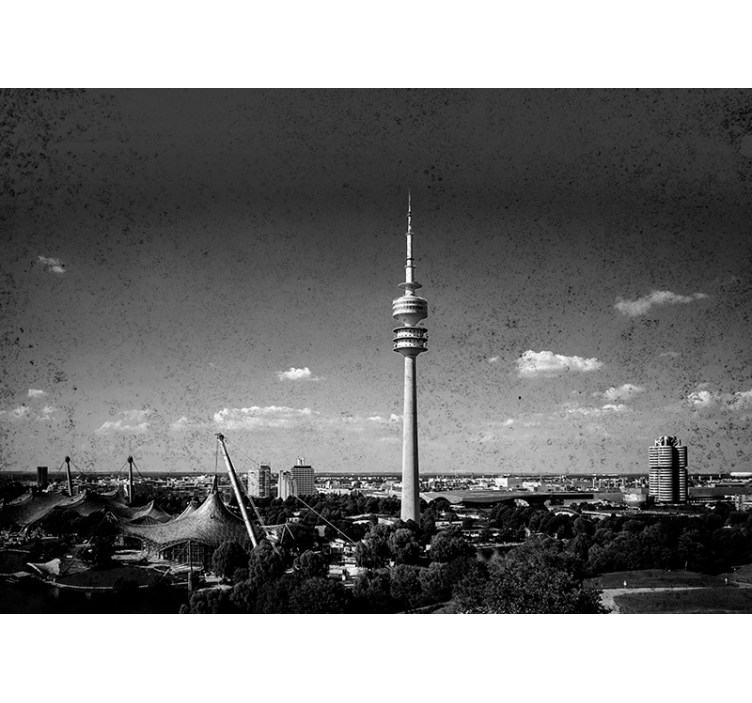 Living room roller blind munich olympiapark skyline - TenStickers