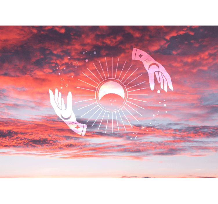Living room roller blind zen hands reaching skyward - TenStickers