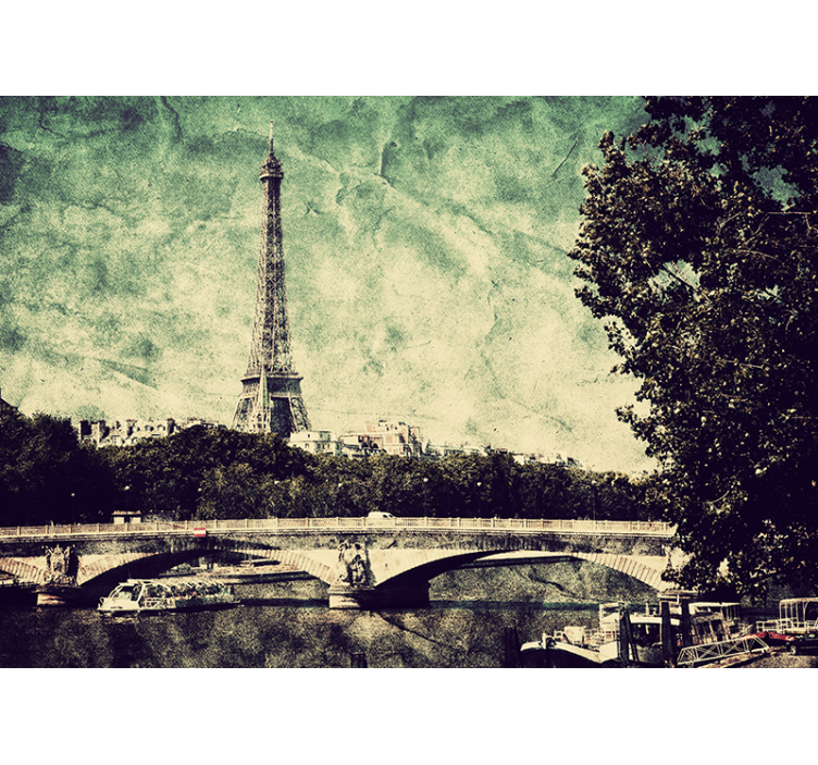 Living room roller blind parisian illustration - TenStickers