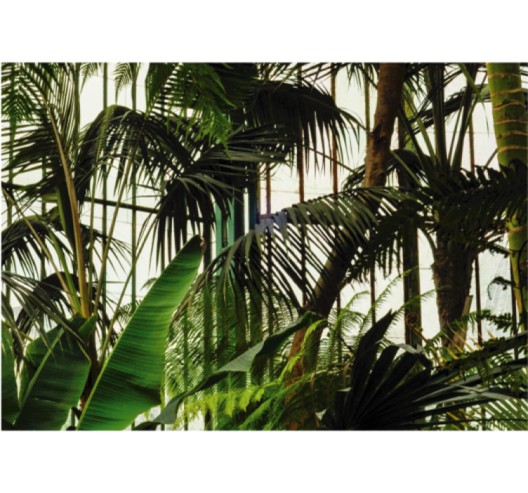 Living room roller blind with green wall plants - TenStickers