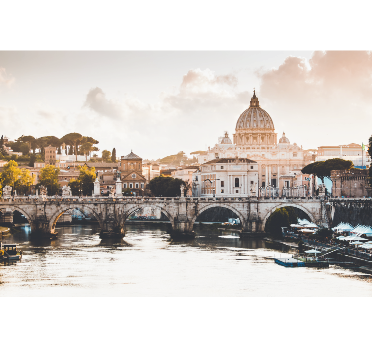 Living room roller blind angel's bridge st. peter's basilica - TenStickers