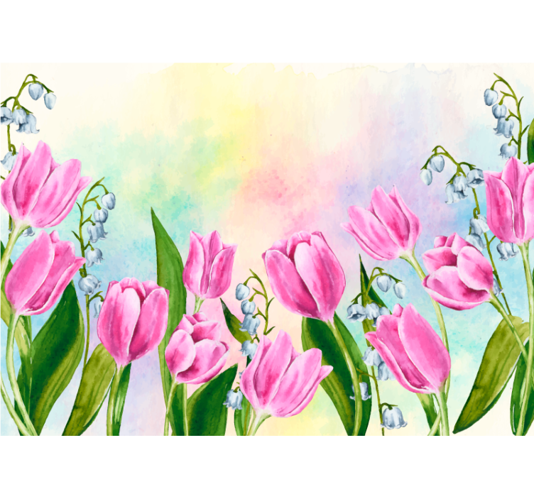 Living room roller blind with clustered tulips - TenStickers