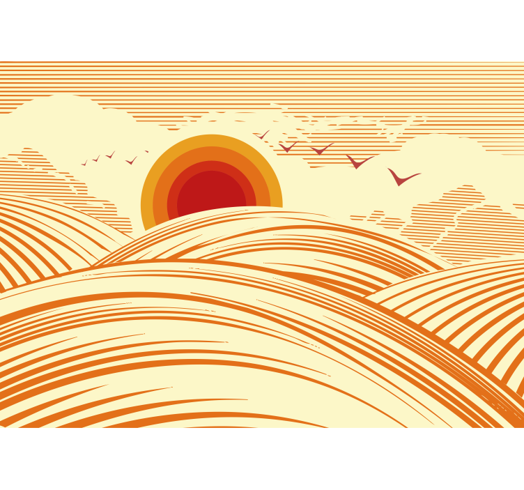 Living room roller blind retro landscape design - TenStickers