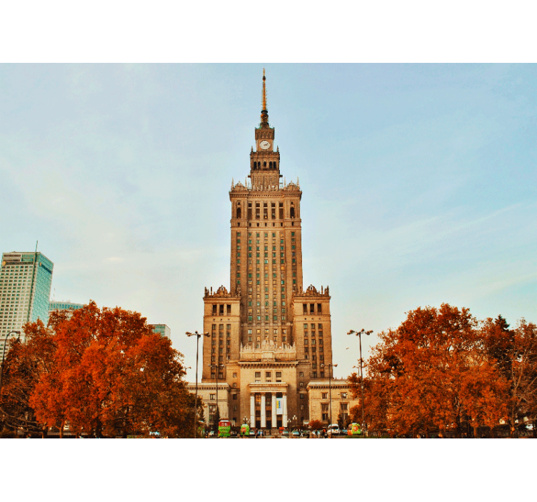 Living room roller blind warsaw palace of culture - TenStickers