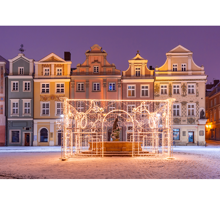 Living room roller blind old town square design - TenStickers