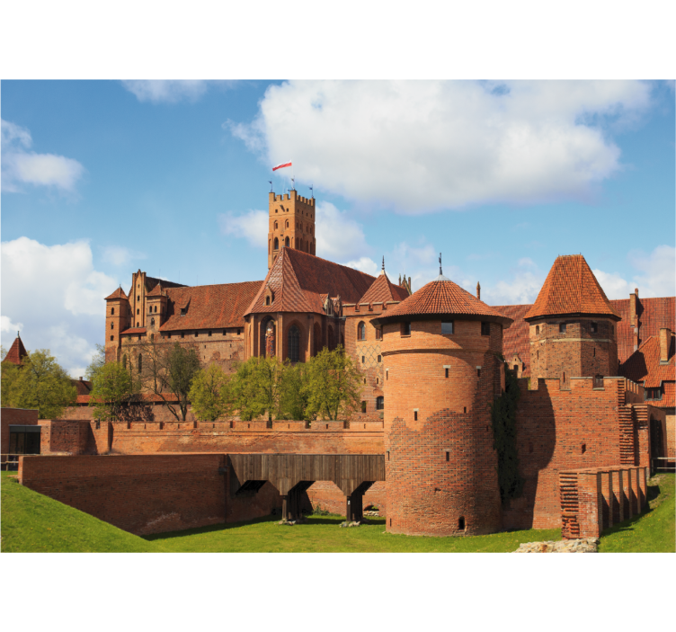Living room roller blind malbork castle design - TenStickers