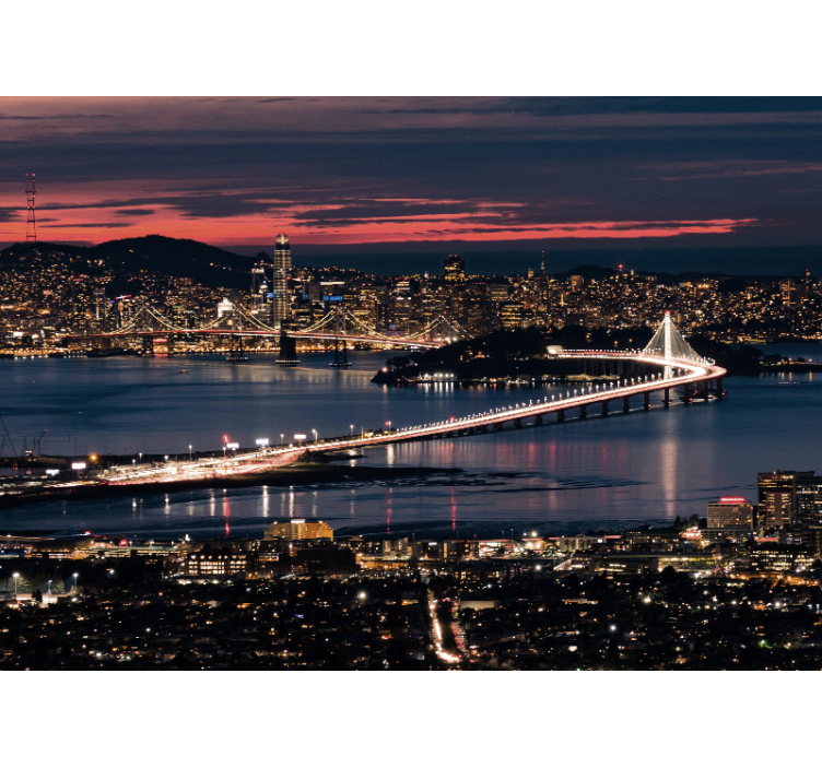 Living room roller blind san francisco at dusk - TenStickers