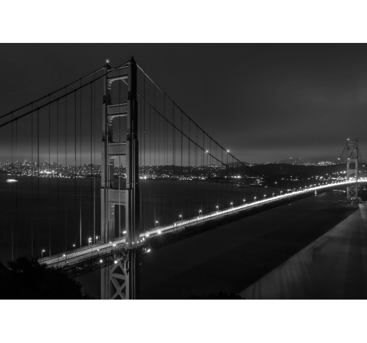 Living room roller blind golden gate night monochrome - TenStickers