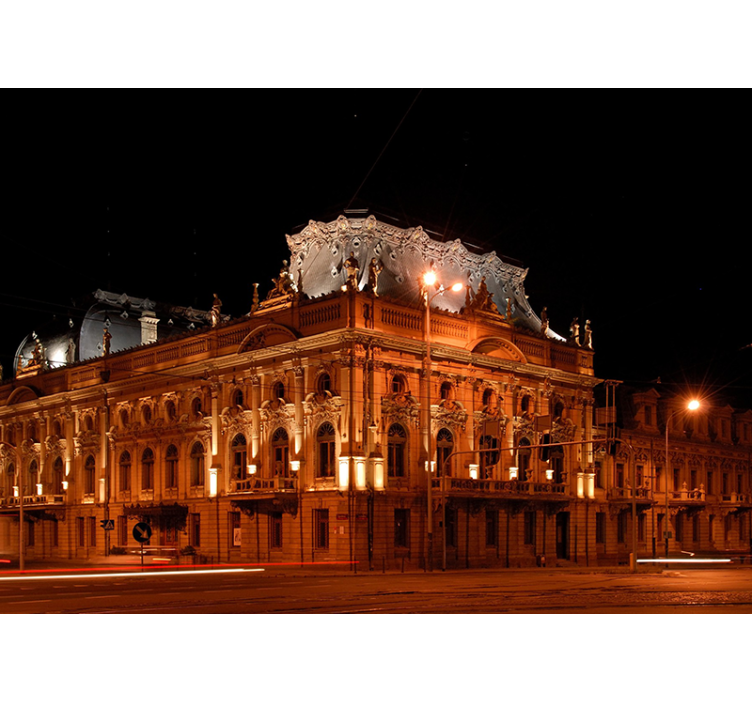 Living room roller blind Łódź nighttime - TenStickers