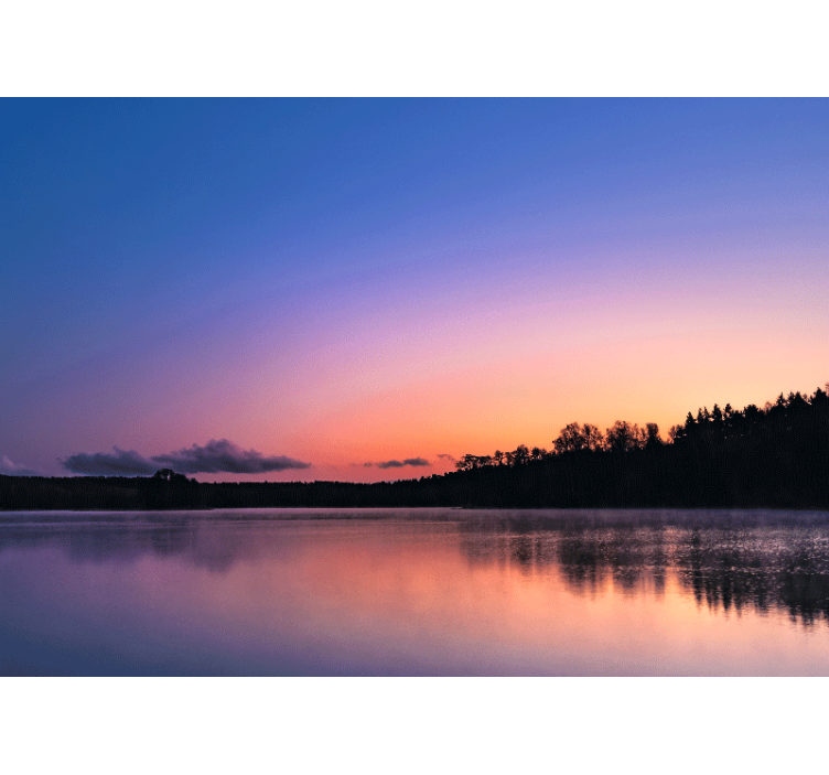Living room roller blind sunset at mazury lake - TenStickers