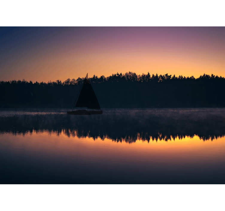 Living room roller blind mazury sailboat sunset - TenStickers