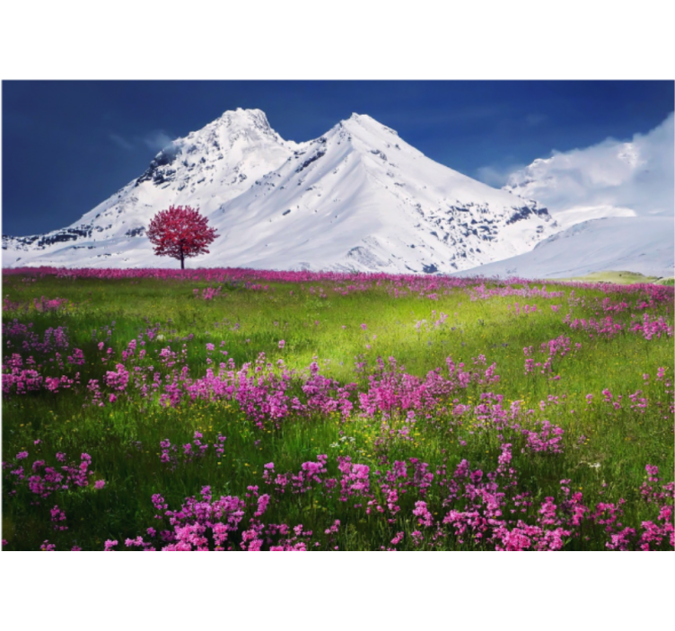 Living room roller blind mountain flower landscape - TenStickers
