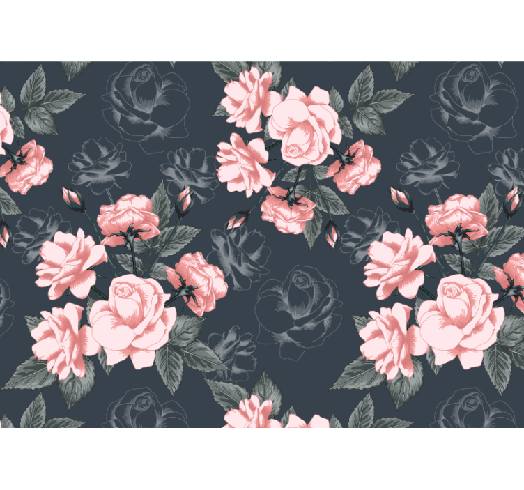 Living room roller blind with vintage white and pink roses - TenStickers