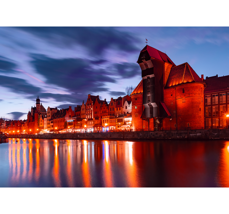 Living room roller blind gdańsk harbour design - TenStickers