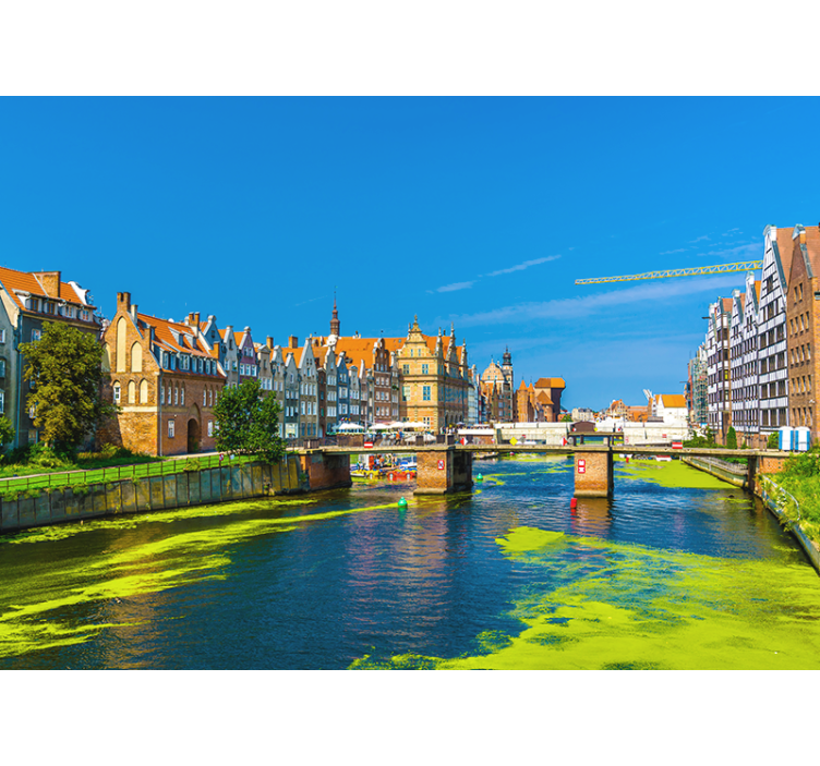 Living room roller blind gdańsk city view - TenStickers