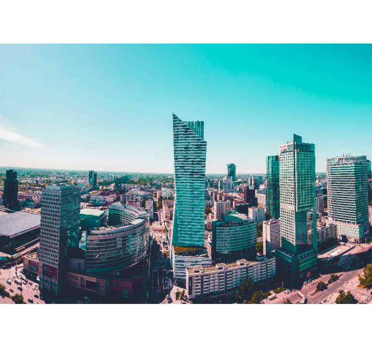Living room roller blind warsaw by day - TenStickers