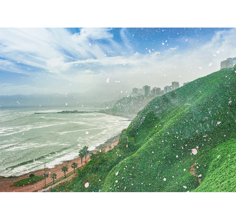Living room roller blind beach at barranco - TenStickers