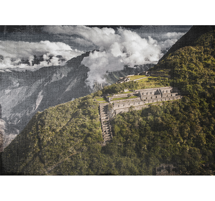 Living room roller blind bird's eye view of choquequirao - TenStickers