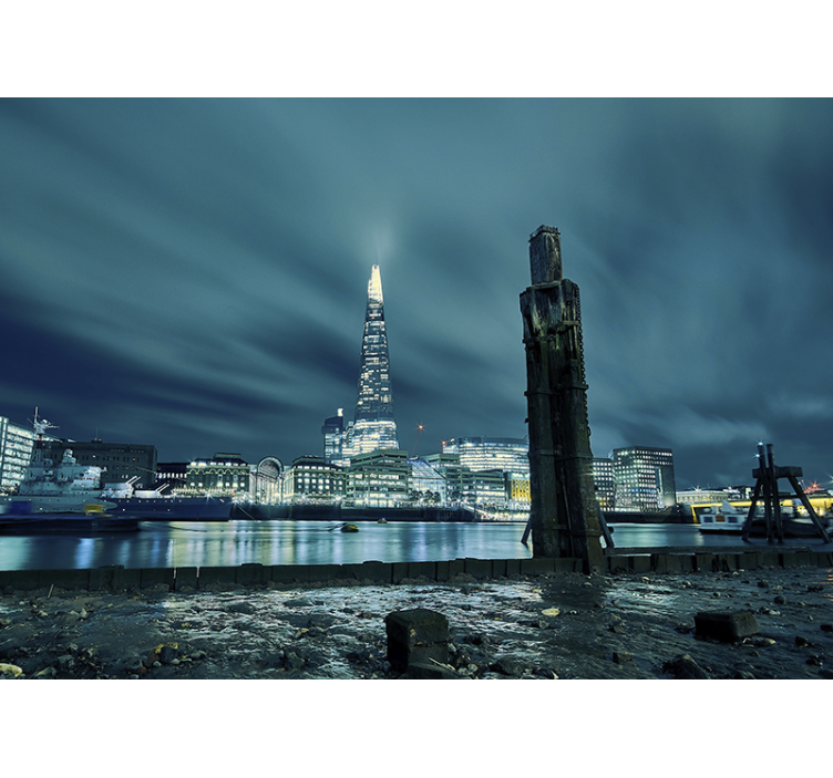 Living room roller blind light east river night - TenStickers