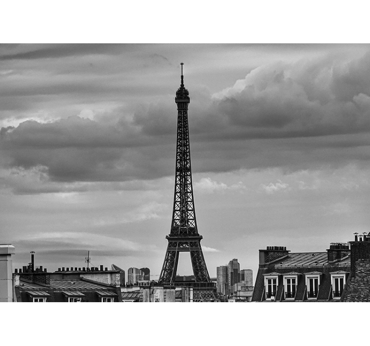 Living room roller blind eiffel tower black and white - TenStickers
