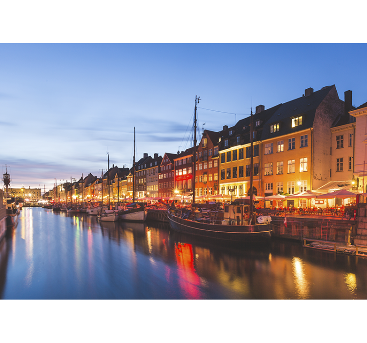 Living room roller blind colorful copenhagen evening - TenStickers