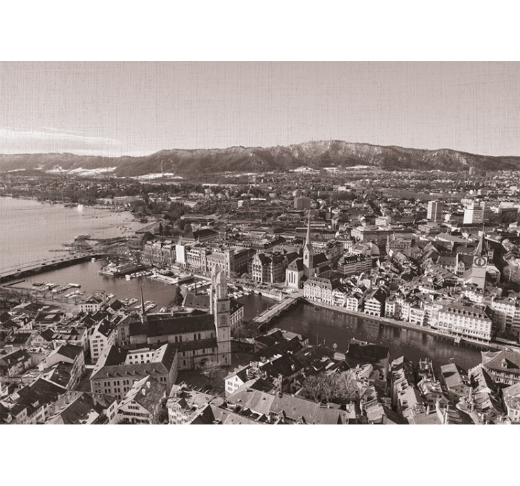 Living room roller blind zürich with mountains view - TenStickers