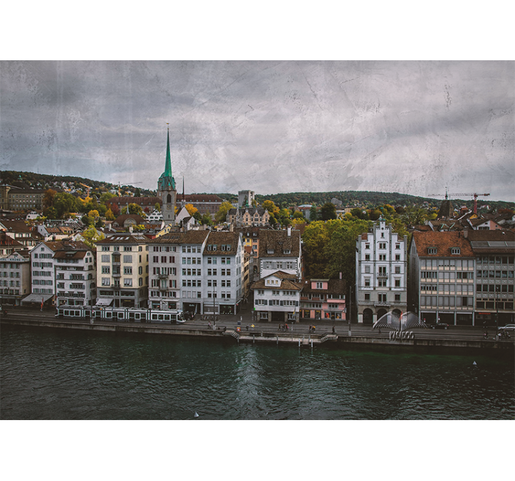 Living room roller blind zürich lakeside homes - TenStickers