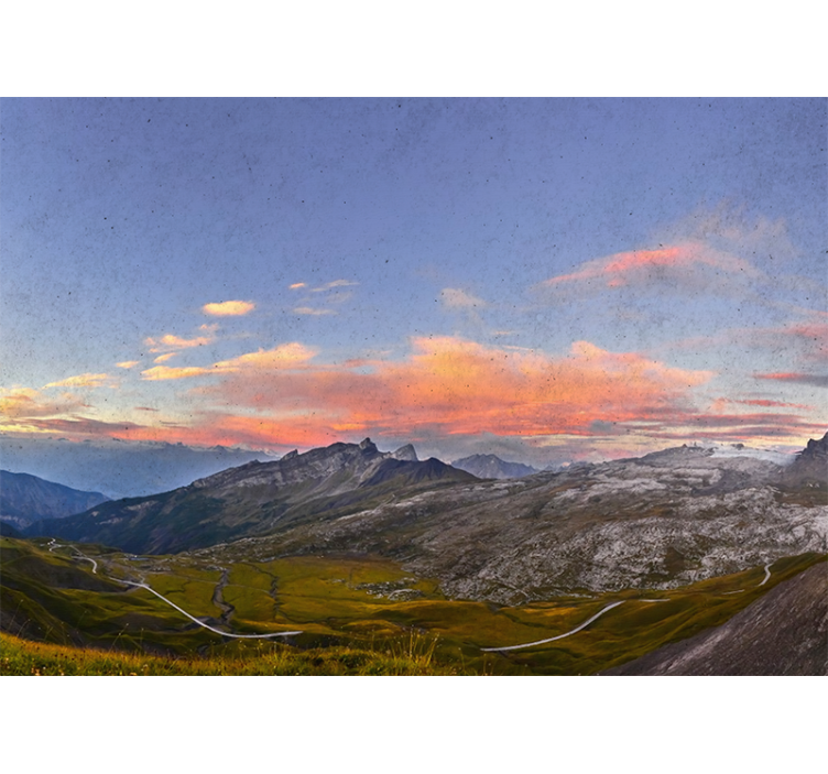 Living room roller blind beautiful sunset in mountains - TenStickers