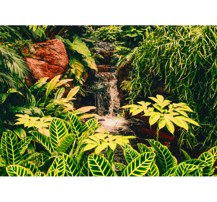Living room roller blind rainforest and leaves design - TenStickers